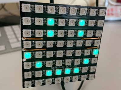 friendly smiley displayed by a home built LED matrix